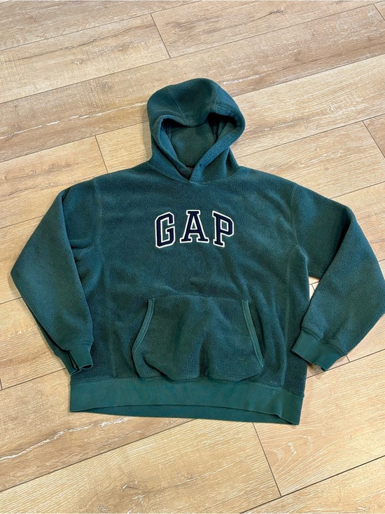 GAP Other - Vintage GAP Fleece Hoodie Green Logo Pullover Small Petite S/P